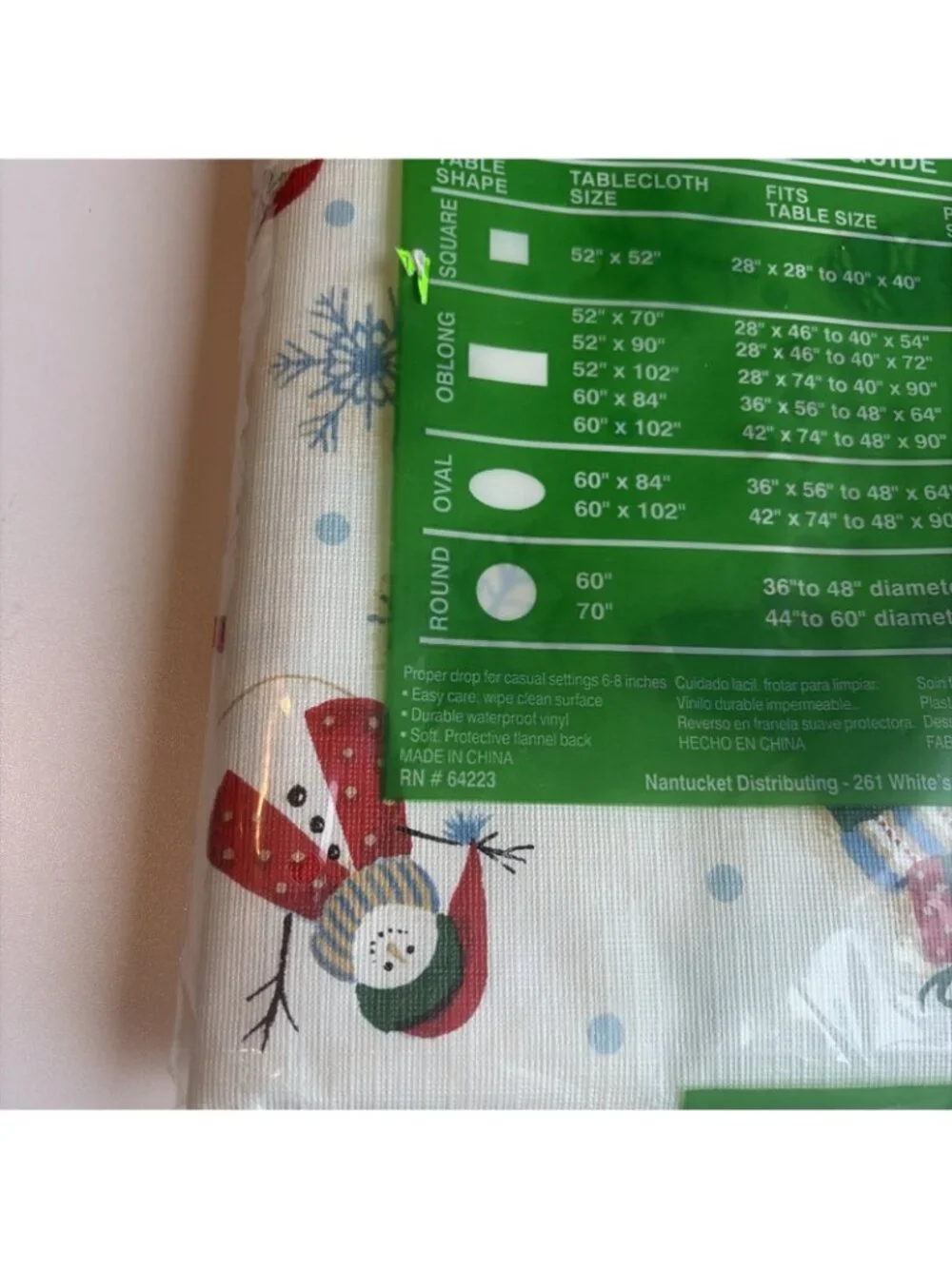 Vintage Holiday Vinyl Flannel Back Tablecloth 60X84